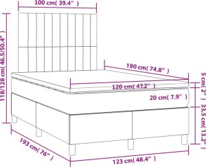 vidaXL Łóżko kontynentalne z materacem, ciemnozielone, 120x190 cm 9
