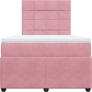 vidaXL Łóżko kontynentalne z materacem, różowe, 120x190 cm, aksamit 4