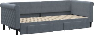 vidaXL Sofa rozsuwana z szufladami, ciemnoszara, 80x200 cm, aksamit 3