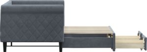 vidaXL Sofa rozsuwana z szufladami, ciemnoszara, 80x200 cm, aksamit 4