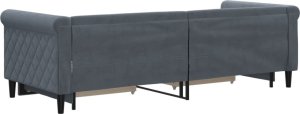 vidaXL Sofa rozsuwana z szufladami, ciemnoszara, 80x200 cm, aksamit 5