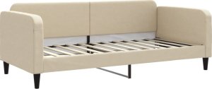 vidaXL Sofa rozsuwana z szufladami, kremowa, 90x200 cm, tkanina 4