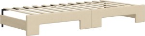 vidaXL Sofa rozsuwana z szufladami, kremowa, 90x200 cm, tkanina 5