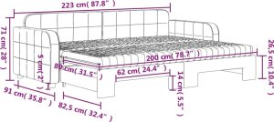 vidaXL Sofa rozsuwana z materacami, czarna, 80x200 cm, aksamit 12