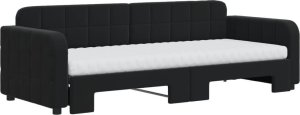 vidaXL Sofa rozsuwana z materacami, czarna, 80x200 cm, aksamit 3
