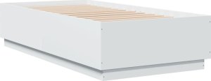 vidaXL Rama łóżka z LED, biała, 75x190 cm, materiał drewnopochodny 8