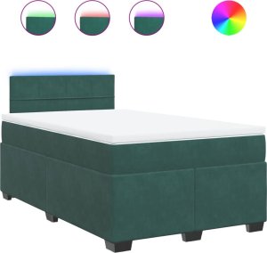 vidaXL Łóżko kontynentalne z materacem, ciemnozielone, 120x190 cm 2