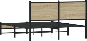 vidaXL Metalowa rama łóżka, bez materaca, dąb sonoma, 140x190 cm 7
