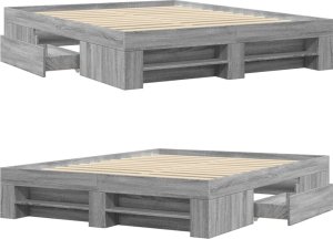 vidaXL Rama łóżka, szary dąb sonoma, 150x200cm materiał drewnopochodny 8