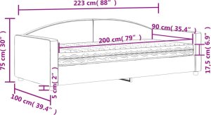 vidaXL Sofa z materacem do spania, kremowa, 90x200 cm, tkanina 12