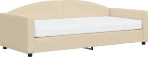 vidaXL Sofa z materacem do spania, kremowa, 90x200 cm, tkanina 2