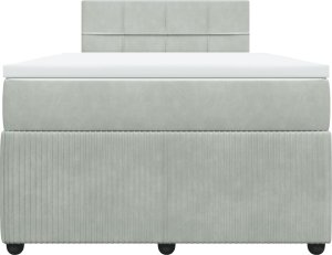 vidaXL Łóżko kontynentalne z materacem, jasnoszare, 120x190cm, aksamit 6