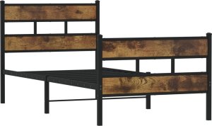 vidaXL Metalowa rama łóżka, bez materaca, przydymiony dąb, 75x190 cm 3