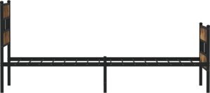 vidaXL Metalowa rama łóżka, bez materaca, przydymiony dąb, 75x190 cm 5