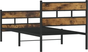 vidaXL Metalowa rama łóżka, bez materaca, przydymiony dąb, 75x190 cm 6