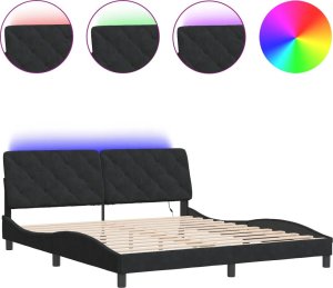 vidaXL Rama łóżka z LED, czarna, 180x200 cm, aksamitna 2
