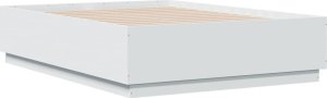 vidaXL Rama łóżka z LED, biała, 135x190 cm, materiał drewnopochodny 3