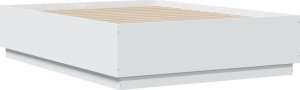 vidaXL Rama łóżka z LED, biała, 135x190 cm, materiał drewnopochodny 8