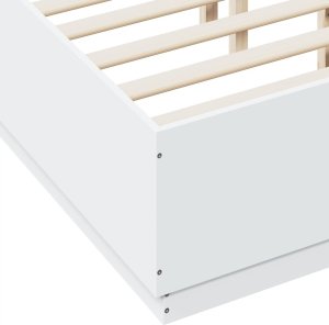 vidaXL Rama łóżka z LED, biała, 135x190 cm, materiał drewnopochodny 9