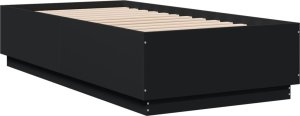 vidaXL Rama łóżka z LED, czarna, 75x190 cm, materiał drewnopochodny 8