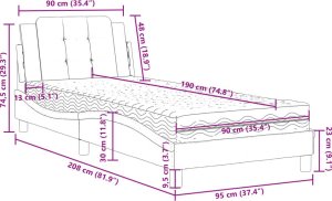 vidaXL Łóżko z materacem, biało-czarne, 90x190 cm, sztuczna skóra 12