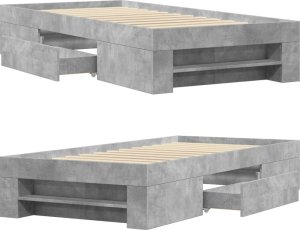 vidaXL Rama łóżka, szarość betonu, 90x200 cm, materiał drewnopochodny 8