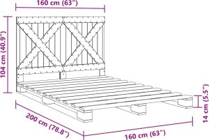 vidaXL Rama łóżka z zagłówkiem, szara, 160x200 cm, lite drewno sosnowe 11
