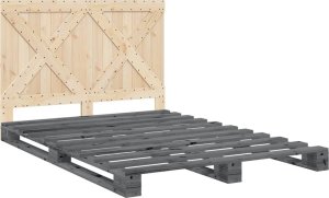 vidaXL Rama łóżka z zagłówkiem, szara, 160x200 cm, lite drewno sosnowe 3