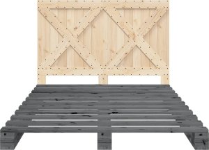 vidaXL Rama łóżka z zagłówkiem, szara, 160x200 cm, lite drewno sosnowe 5