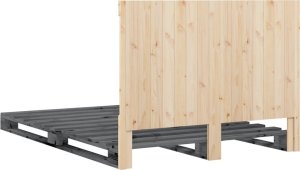 vidaXL Rama łóżka z zagłówkiem, szara, 160x200 cm, lite drewno sosnowe 9