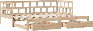 vidaXL Łóżko dzienne rozsuwane, szuflady, 90x200 cm, drewno sosnowe 5