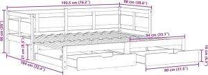 vidaXL Łóżko dzienne rozsuwane, szuflady, białe, 90x190 cm, sosnowe 12