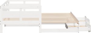 vidaXL Łóżko dzienne rozsuwane, szuflady, białe, 90x190 cm, sosnowe 6