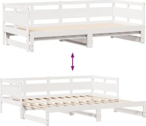 vidaXL Łóżko dzienne rozsuwane, szuflady, białe, 90x190 cm, sosnowe 8