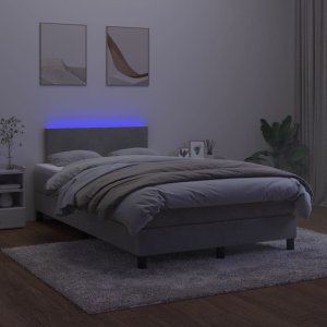 vidaXL Łóżko kontynentalne z materacem i LED, jasnoszare, 120x190 cm 4