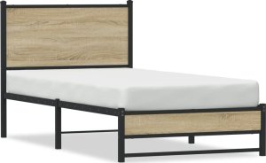 vidaXL Metalowa rama łóżka, bez materaca, dąb sonoma, 75x190 cm 2