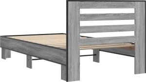 vidaXL Rama łóżka, szary dąb sonoma, 100x200cm materiał drewnopochodny 6