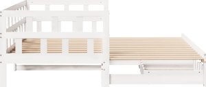 vidaXL Łóżko dzienne rozsuwane, szuflady, białe, 90x200 cm, sosnowe 6