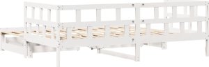 vidaXL Łóżko dzienne rozsuwane, szuflady, białe, 90x200 cm, sosnowe 7