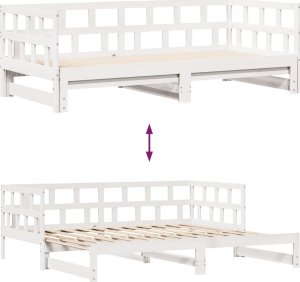 vidaXL Łóżko dzienne rozsuwane, szuflady, białe, 90x200 cm, sosnowe 8