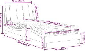 vidaXL Łóżko z materacem, szare, 90x190 cm, sztuczna skóra 11
