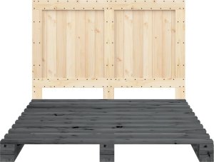 vidaXL Rama łóżka z wezgłowiem, szara, 140x200 cm, lite drewno sosnowe 6