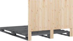 vidaXL Rama łóżka z wezgłowiem, szara, 140x200 cm, lite drewno sosnowe 9