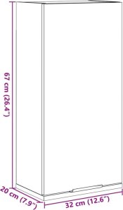 vidaXL Wisząca szafka łazienkowa, dąb sonoma, 32x20x67 cm 12