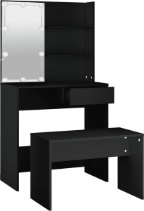 vidaXL Toaletka z LED, czarna 2