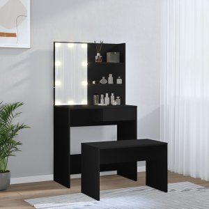 vidaXL Toaletka z LED, czarna 3