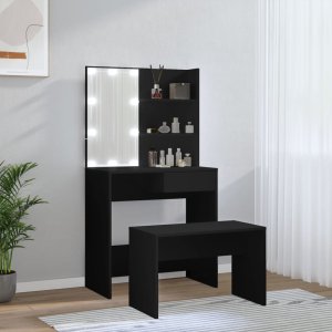 vidaXL Toaletka z LED, czarna 4
