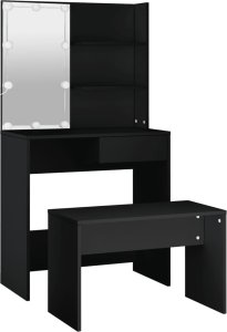 vidaXL Toaletka z LED, czarna 6