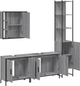 vidaXL 4-częściowy zestaw szafek łazienkowych, szary dąb sonoma 5