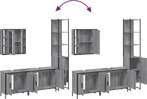 vidaXL 4-częściowy zestaw szafek łazienkowych, szary dąb sonoma 9